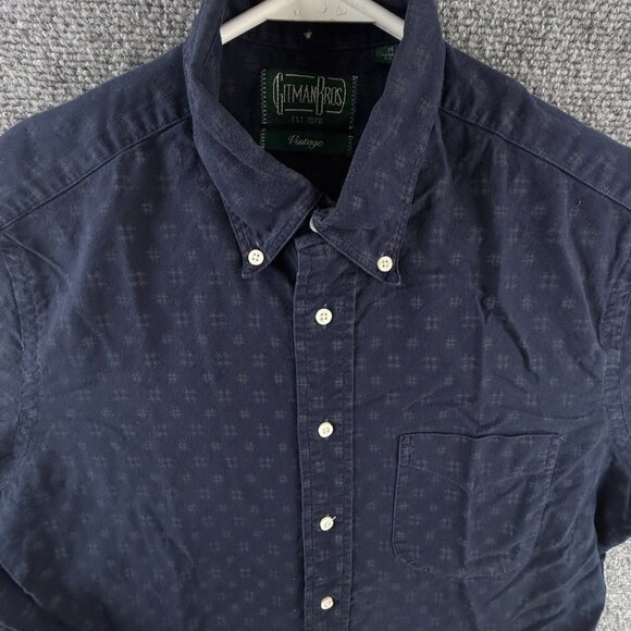 Gitman Bros Button-Down Vintage Cotton Medium Check USA Blue Long Sleeve Shirt - Picture 1 of 14